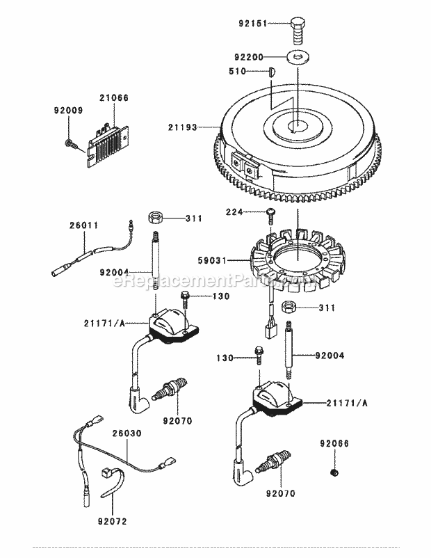 Fh680v-As29 Electric Equipment Diagram and Parts List for M54-KW 53AI8CTW750-23HP-OHV Cub Cadet Lawn Tractor
